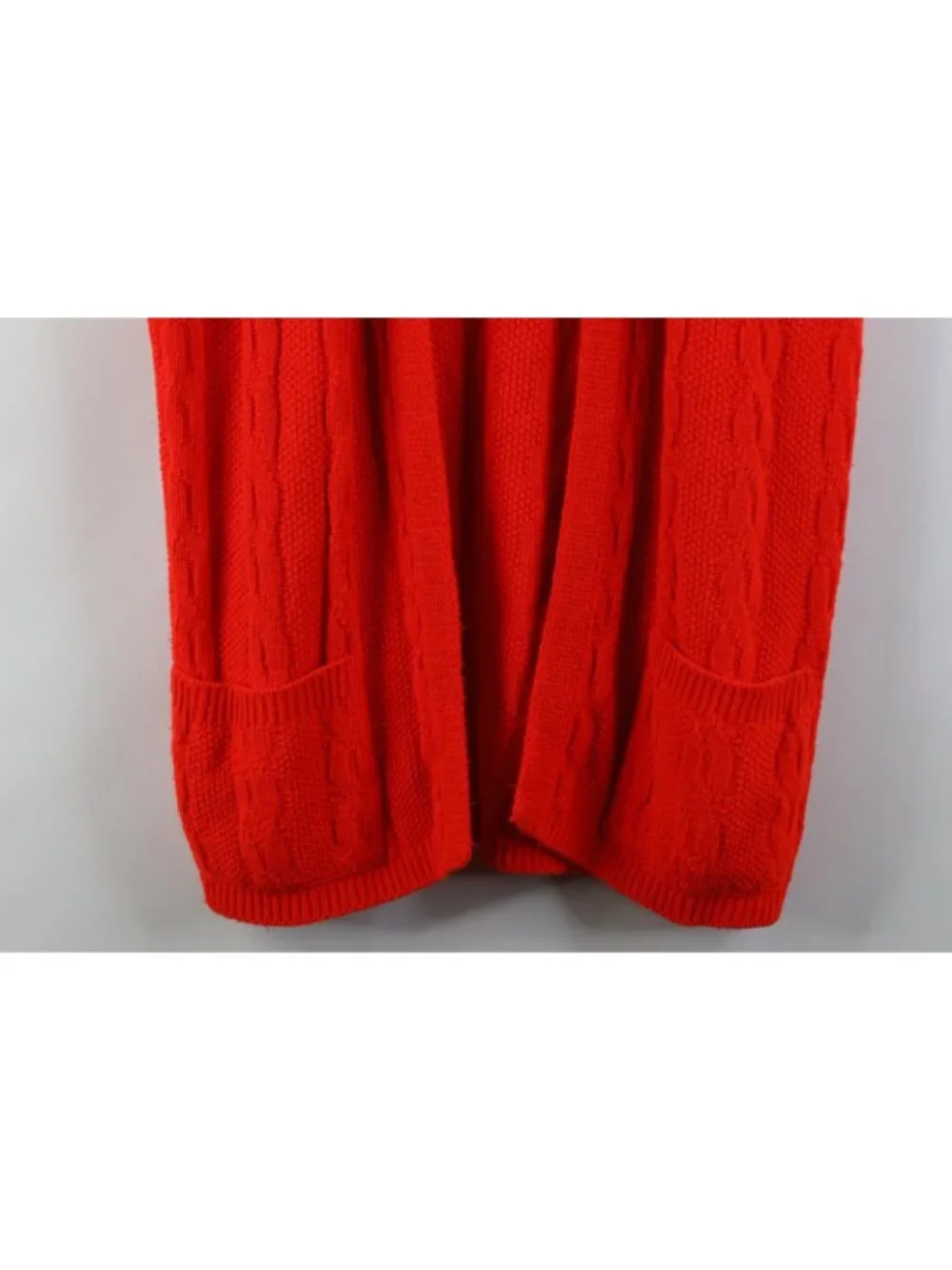 Vintage 70s Streetwear Womens Medium Chunky Knit Open Front Sweater Vest Red USA